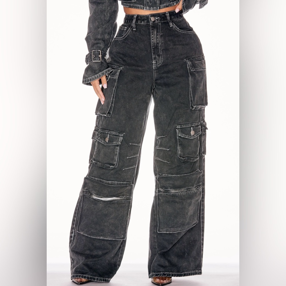 Fashion Nova Petite Green Lily Cargo Jeans